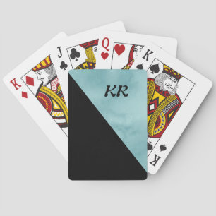 Stilvolle, blaue Schwarz-Monogramm Spielkarten