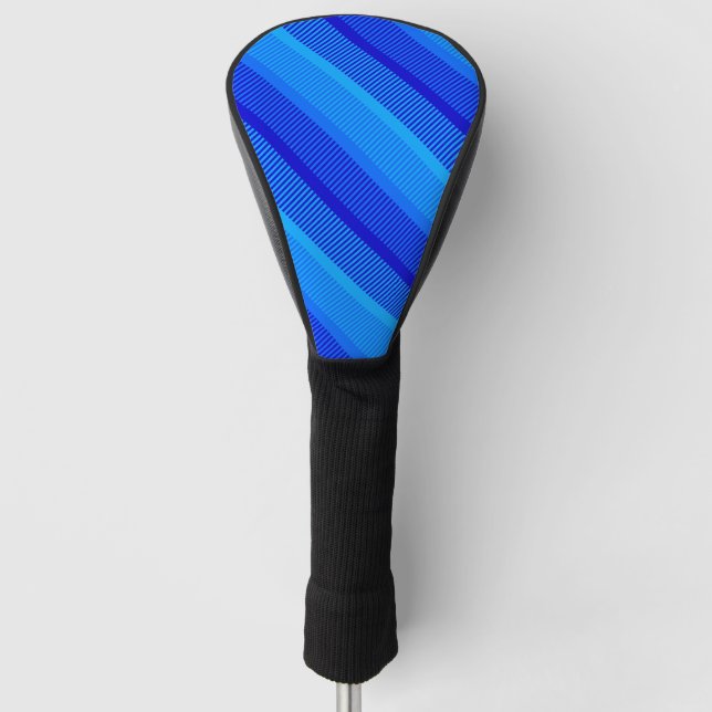 Stilvolle BLAUE Streifen Golf Headcover (Vorderseite)