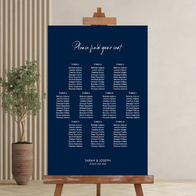 Stilvolle blaue Tisch-Hochzeits-Sitzordnung 10 Poster (Von Creator hochgeladen)