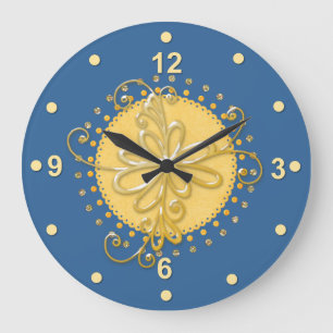 Stilvolle blaue u. gelbe Wanduhr