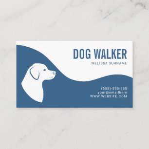 Stilvolle blaue und weiße Hund-Silhouette Hundeaus Visitenkarte