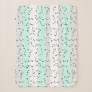 Stilvolle Blauer Fisch-Muster Sea Theme Throw Blan Sherpadecke