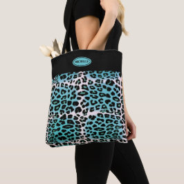 Stilvolle Blue Leopard Animal Print Personalisiert Tasche