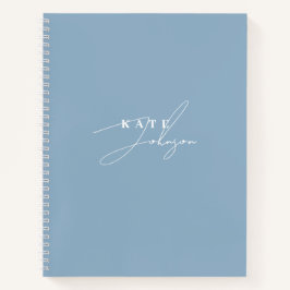 Stilvolle Blue Signature Script Monogram Notizbuch