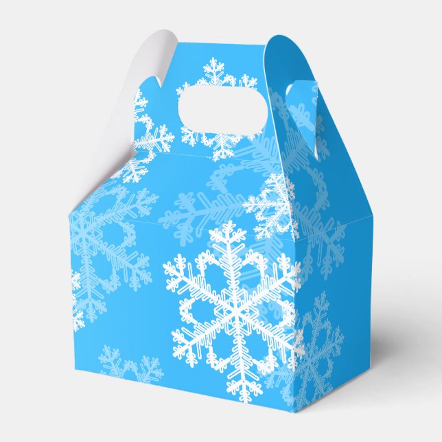 Stilvolle Blue Snowflakes Modernes Weihnachtsmuste Geschenkschachtel (Vorderseite)