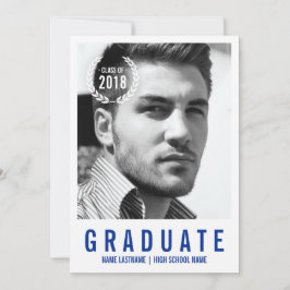 Stilvolle Blue White Modern Foto Graduate laden Si Einladung