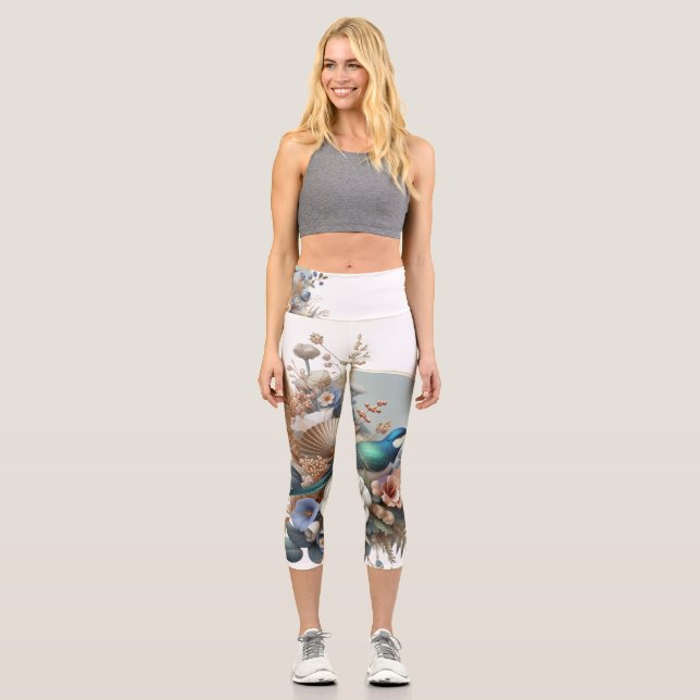 Stilvolle Bluebird Leggings Artistic Nature (Vorderseite)