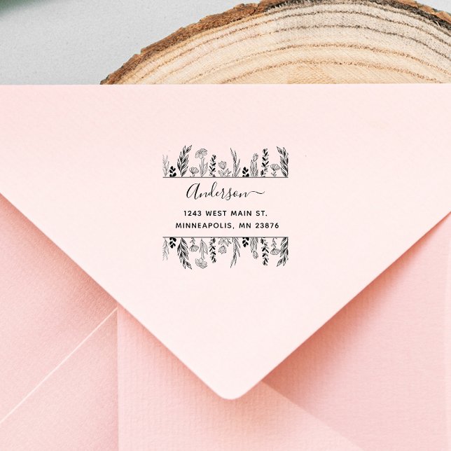 Stilvolle Blume & Blätter Handgezeichnet, kundensp Permastempel (Von Creator hochgeladen)