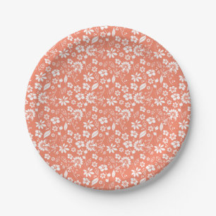 Stilvolle Blume des Coral Tropical Peach Garden Pappteller