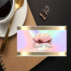 Stilvolle Blume Gold Stripe Holographic Yoga Visitenkarte