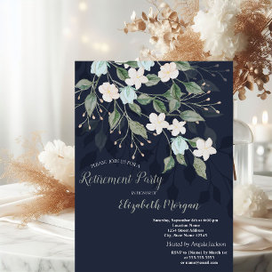 Stilvolle Blume Navy Blue Retirement Einladung