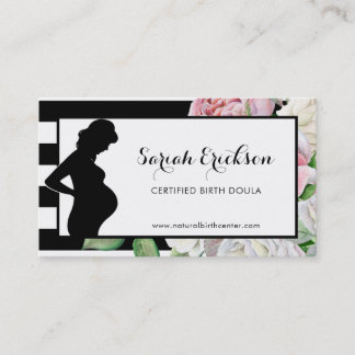 Stilvolle Blume und Stripes Mutterschaft Geburt Do Visitenkarte