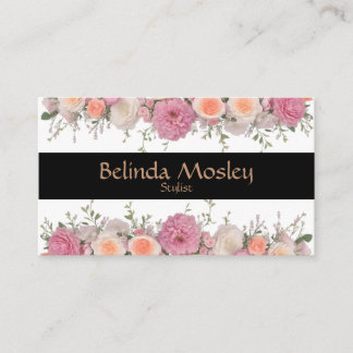 Stilvolle Blumen Bouquet Pink Peach Blooms Visitenkarte