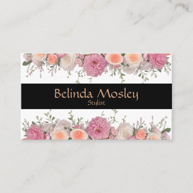 Stilvolle Blumen Bouquet Pink Peach Blooms Visitenkarte (Vorderseite)
