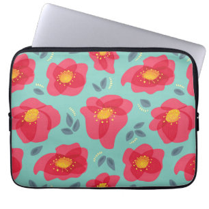 Stilvolle Blumenmuster in Rosa und Blau Laptopschutzhülle