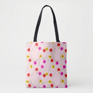 Stilvolle Blumenmuster mit rosa Wildblumen Tasche