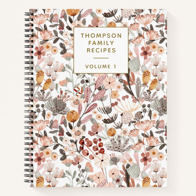 Stilvolle Blumenneutrale Hübsche Personalisierte R Notizbuch (Vorderseite)