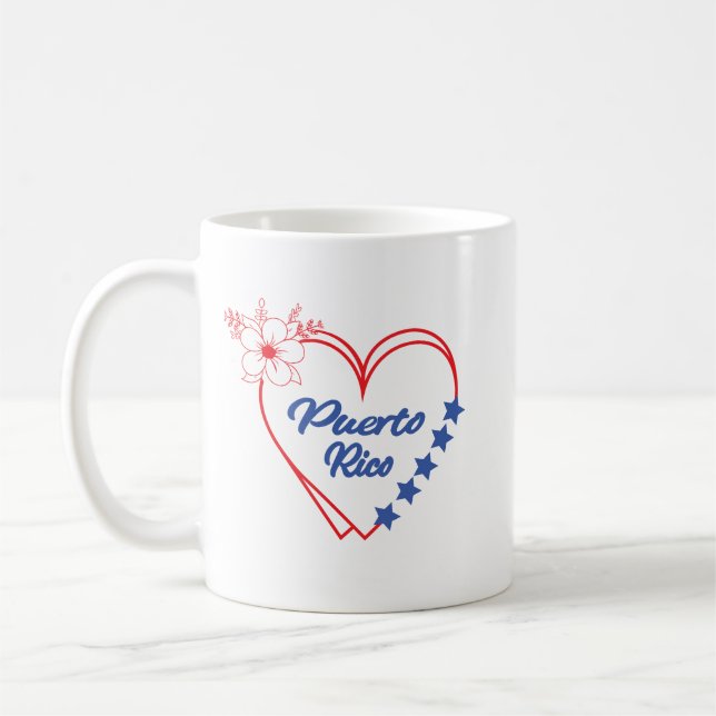 Stilvolle Blumenpuerto Rico Herzerkrankung Kaffeetasse (Links)