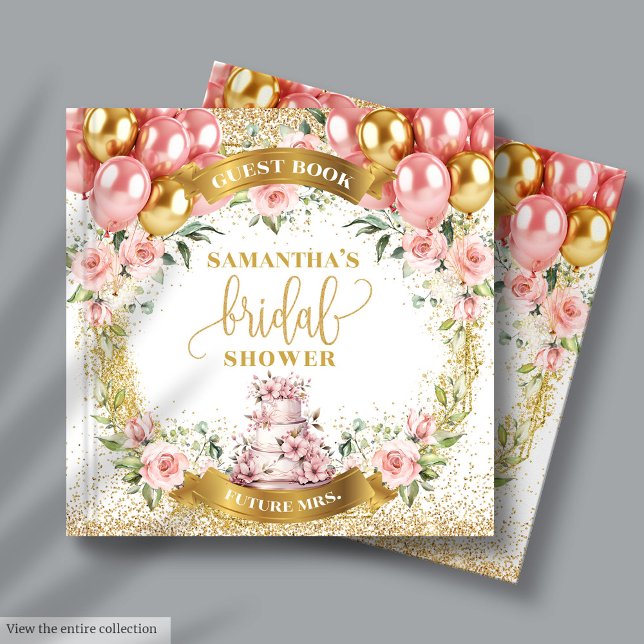 Stilvolle Blush Blume Brautparty Gästebuch (Stylish Blush Flowers Bridal Shower Guest Book)