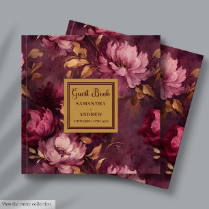 Stilvolle Blush Burgundy Gold Boho Wedding Gästebuch