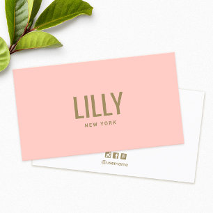 Stilvolle Blush Pink Peach Moderne Typografie Visitenkarte