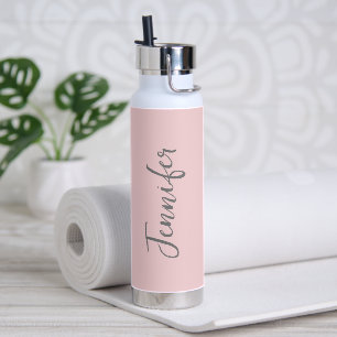Stilvolle Blush Pink Script Personalisiert Trinkflasche