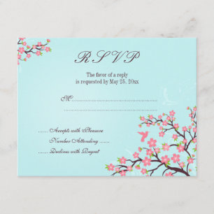 Stilvolle Blütenkirschenblüte Hochzeit RSVP-Karte RSVP Karte