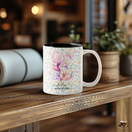 Stilvolle Boho Chic Floral Monogram Tasse - E