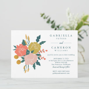 Stilvolle Boho Earthy Green Floral Simple Wedding Einladung