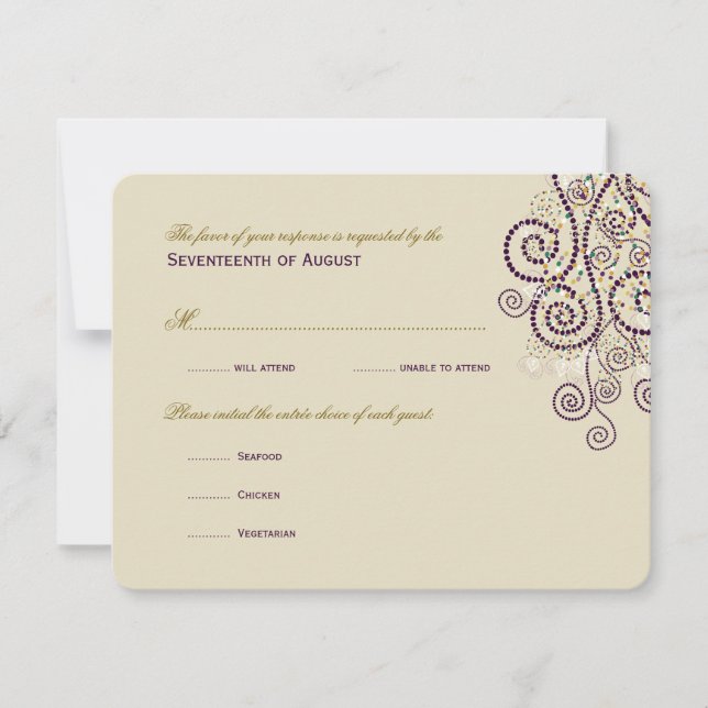 Stilvolle Boho Lila Spirals Wedding RSVP Card Karte (Vorderseite)