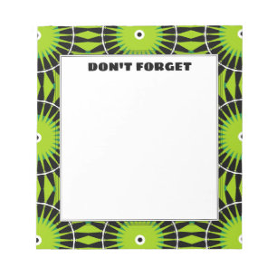 Stilvolle Boho Lime Green Pattern Vergessen Sie ni Notizblock