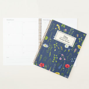 Stilvolle Boho Wildblumen Floral Blue Personalisie Planer