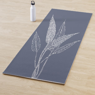 Stilvolle botanische Blätter Minimalistisch Navy B Yogamatte
