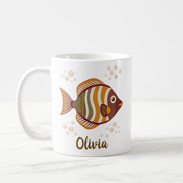 Stilvolle braune tropische Fische Kaffeetasse (Links)