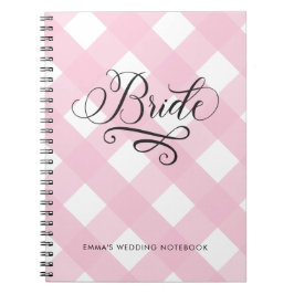Stilvolle Bride Blush Pink Gingham Wedding Noteboo Notizblock