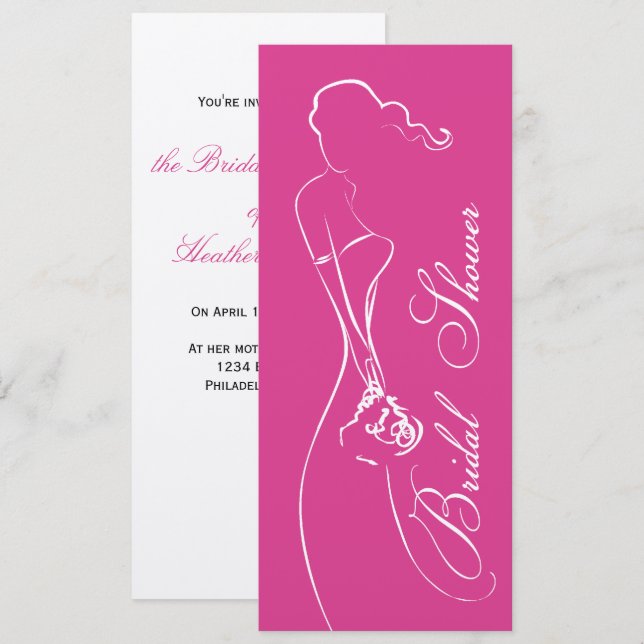 Stilvolle Bride Fuschia Bridal Einladung (Vorne/Hinten)