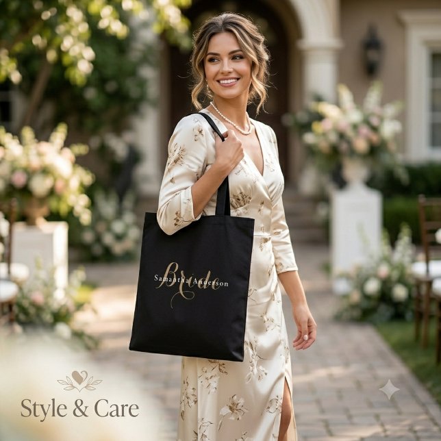 Stilvolle Bride & Name Text - All-Over-Print Tote- Tasche (Stylish Bride & Name Text All-Over-Print Tote Bag)