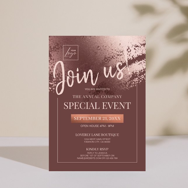 Stilvolle Bronze Corporate Special Veranstaltung l Einladung (Stylish bronze editable business gala invite)