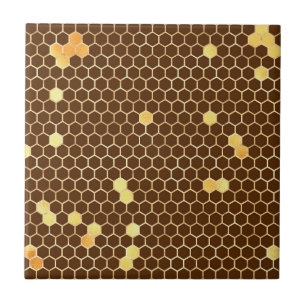 Stilvolle Brown Gold Honeycomb Fliese