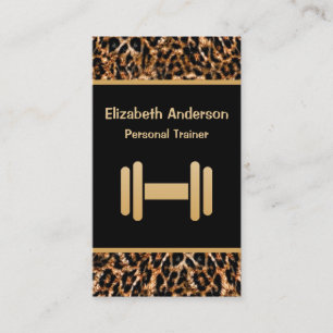 Stilvolle Brown Leopard Print Personal Trainer Visitenkarte