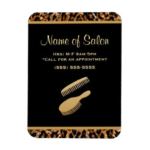 Stilvolle Brush Black and Gold Leopard Friseur Sal Magnet