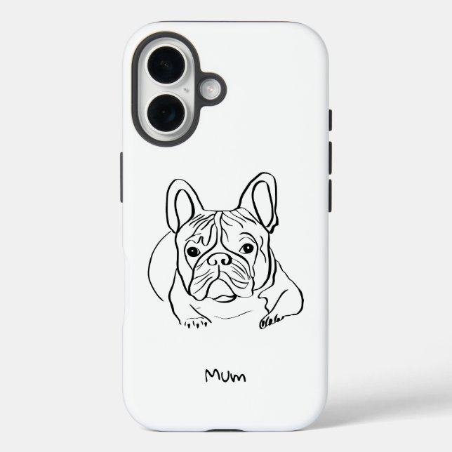 Stilvolle Bulldog Minimalistisch Phone Sleeve iPhone 16 Hülle (Rückseite)