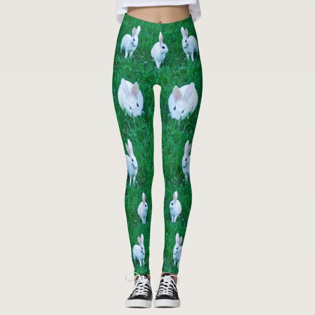 Stilvolle Bunny Rabbit Tiergras Leggings (Vorderseite)