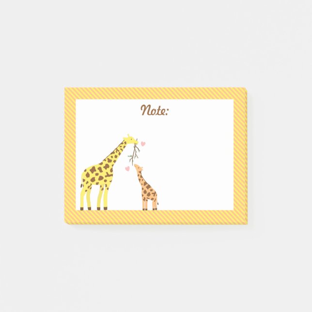 Stilvolle bunte Giraffen-Mama und Baby-Kalb Post-it Klebezettel (Vorderseite)