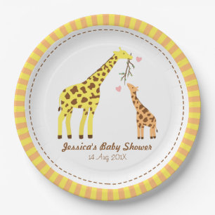 Stilvolle bunte Giraffenkalb-Baby-Party Pappteller