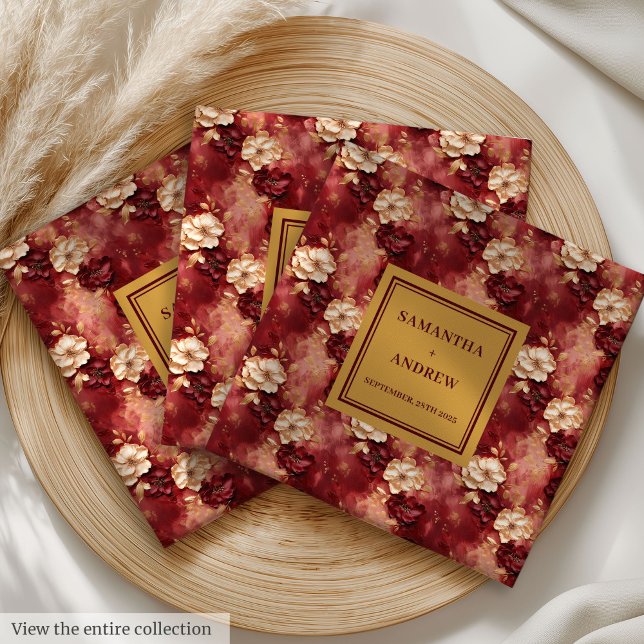 Stilvolle Burgundy Gold Wedding Napkins mit Floral Serviette (Stylish Burgundy Gold Wedding Napkins with Florals)