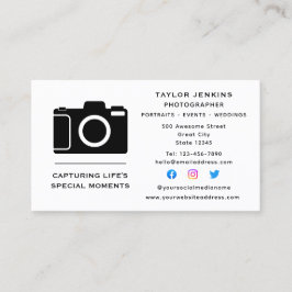 Stilvolle Camera Freelance Fotograf Social Media Visitenkarte