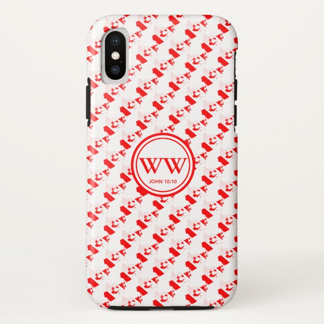 Stilvolle CANADA Monogram Abundant Life John 10:10 Case-Mate iPhone Hülle (Rückseite)