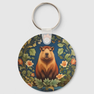Stilvolle Capybara - Inspiriert von William Morris Schlüsselanhänger