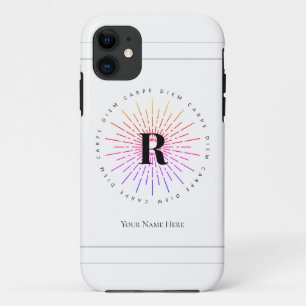 Stilvolle Carpe Diem Sun Symbol Monogram White Case-Mate iPhone Hülle